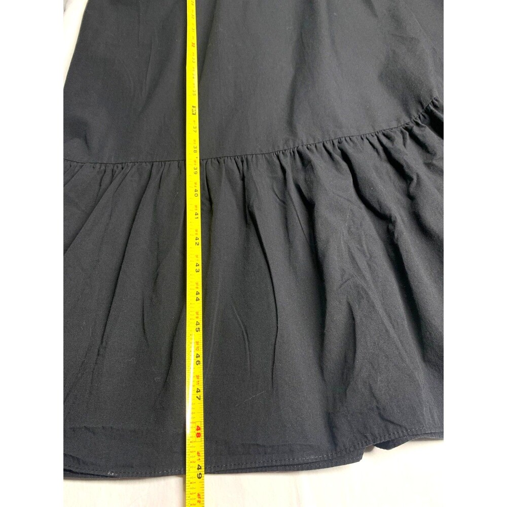 Topshop Oversized Collar Shirred Midi Dress in Black Size 10 Ruffle Hem Smocked - Picture 7 of 9